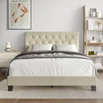 thumbnail image 2 of CraftPorch  Simple Button Tufted Linen Upholstered Bed Light Grey - Twin, 2 of 5