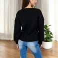 thumbnail image 5 of Women's Tie Front Knit Cardigan with Long Sleeves and Open Front Design - X Large, Black, 5 of 7