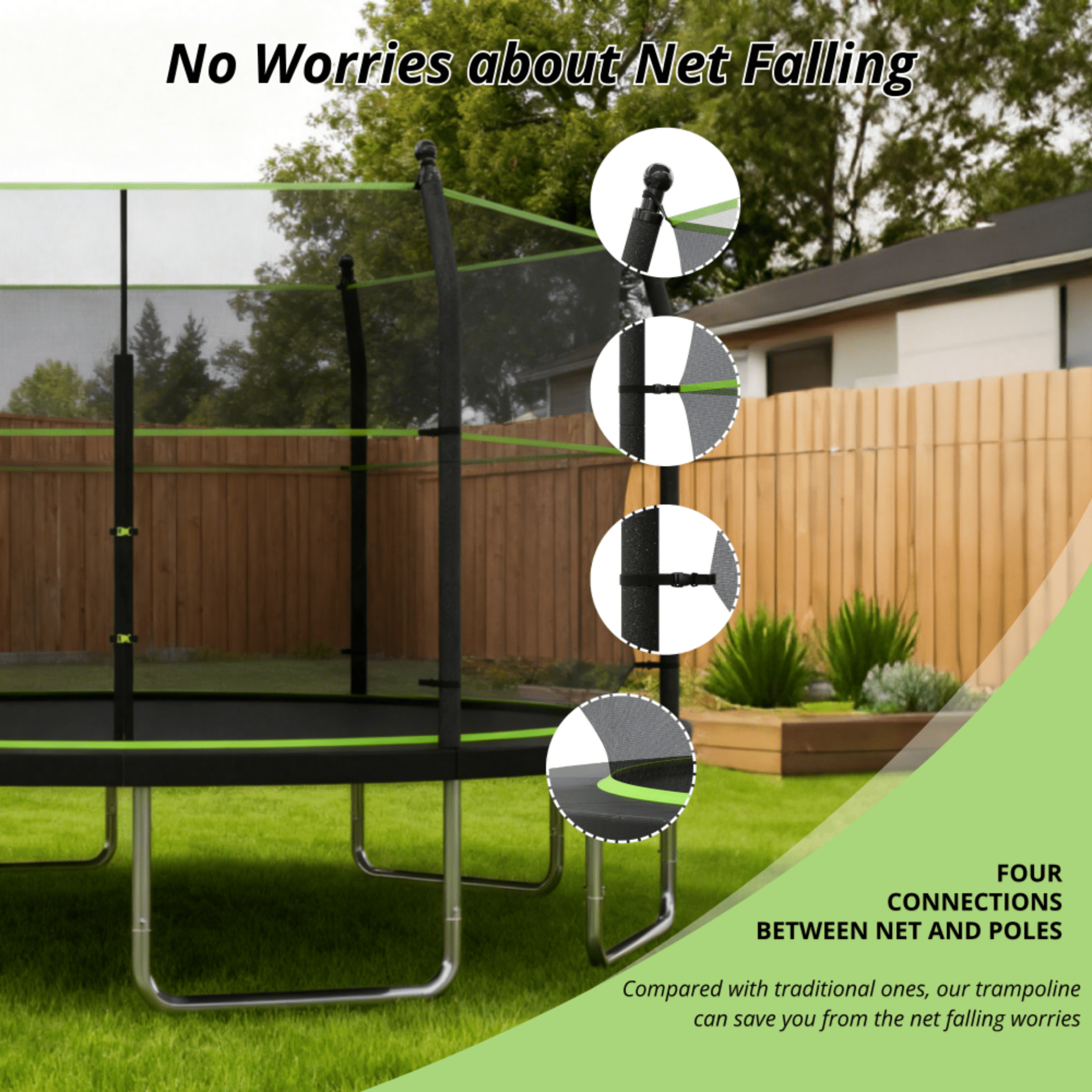 EUROCO 14FT Trampoline with Enclosure Net and Ladder for Backyard, 14' Round Outdoor Trampoline for Kids and Adults