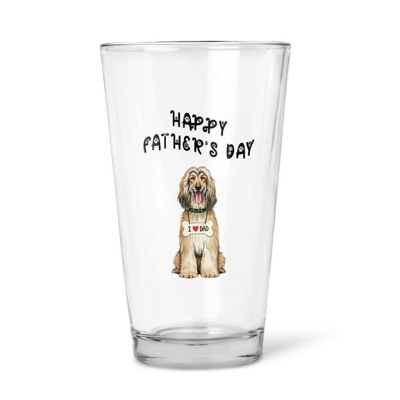Cute Afghan Hound Loves Dad Happy Father's Day 16oz Pint Beer Glass Mug Dog Lover Beer Glasses Cup - 12008