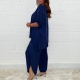 thumbnail image 4 of Conjunto de pantalones y top de jersey para mujer Conjunto de salón de 2 piezas de color sólido Suelto Primavera Verano Hugtrwg  Para estrenar, 4 of 7