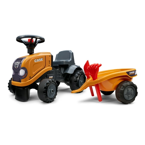 Case CE FA297C Push-Along Baby Tractor with Trailer, Shovel & Rak, 1 Year - Sets of 2