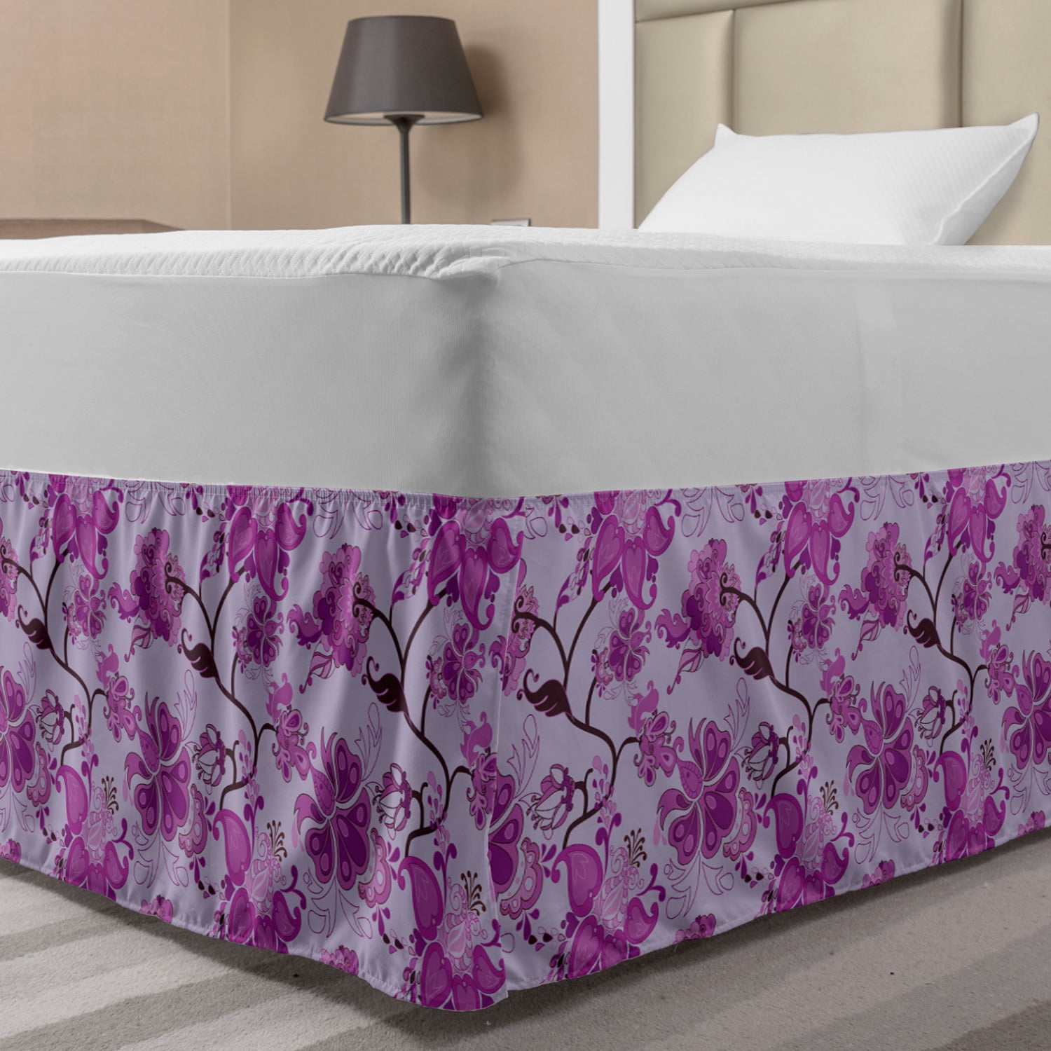 Bohemian Bed Skirt, Chinese Traditional Pattern Abstract and Hippie