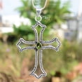 thumbnail image 2 of Faceted Peridot Cross, 925 Sterling Silver Pendant, Handmade Jewelry, Jesus Cross Pendant, 2 of 2