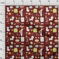 thumbnail image 2 of oneOone Cotton Flex Dark Red Fabric Floral|Rat & Cat Cartoon Sewing Fabric By The Yard Printed Diy Clothing Sewing Supplies 40 Inch Wide, 2 of 4