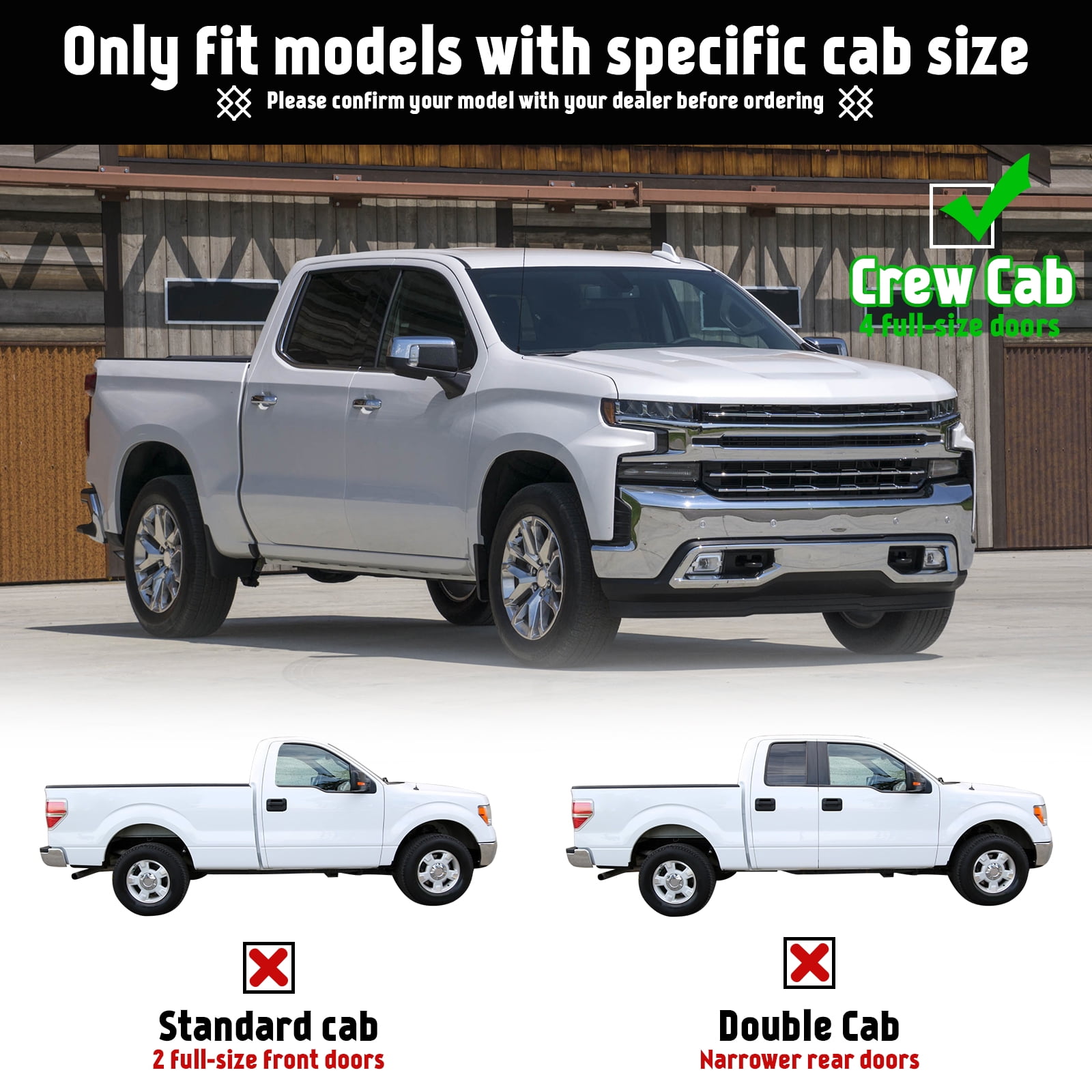 TPA 6" Running Boards Side Step Nerf Bar Fit for Crew Cab  2019-2026 Chevy Silverado GMC Sierra 1500, 2020-2026 for 2500HD 3500HD 6 inch