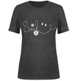 thumbnail image 3 of Pop Seller Women'S Cute Printed Short Sleeve Round Neck Front Shoulder Vintage Short Sleeve Summer Loose Shirt Top Dark Gray 2XL, 3 of 4