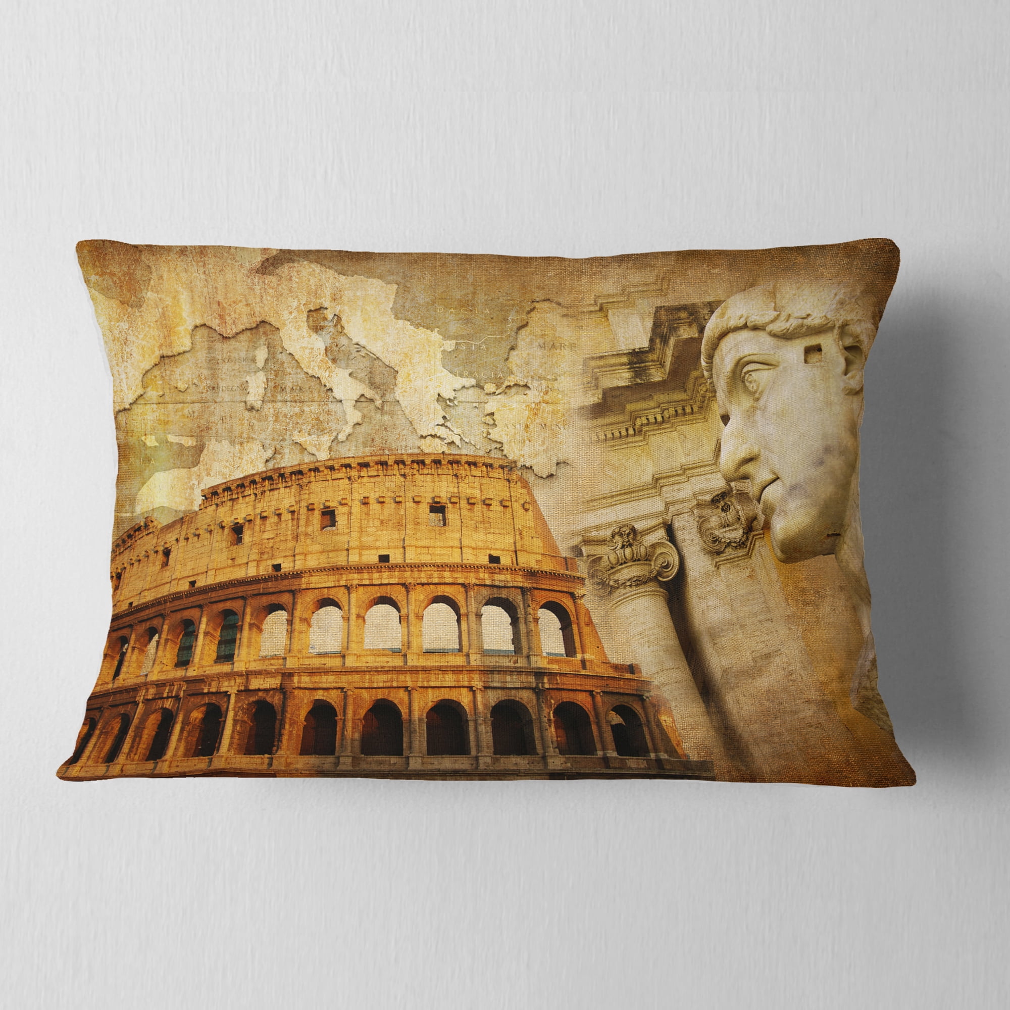 Designart Great Roman Empire - Digital Art Collage Throw Pillow - 12x20