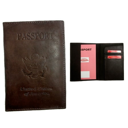- Marshal Brown Usa Leather Passport Holder Deboss Us Emblem Cover Case Wallet Card Travel