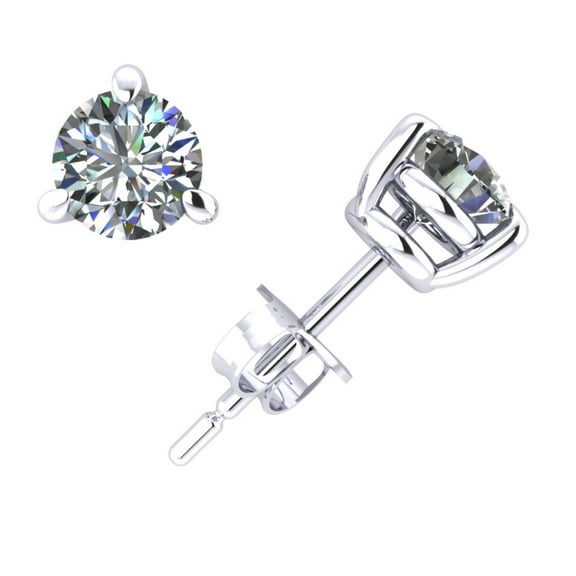 1.50Ct Round Diamond Basket Solitaire Stud Earrings 14k White Gold 3Prong I SI2
