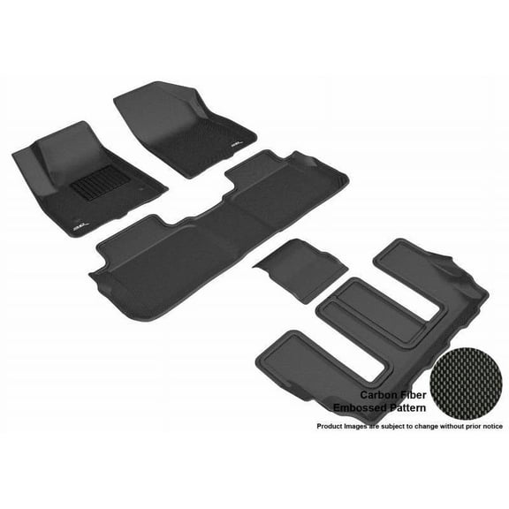 3D MAXpider 2017-2023 Fits GMC Acadia 2Nd Row Bucket Seats 1st Row 2nd Row 3rd Row Kagu Carbon Fiber Embossed Pattern Black Floor Mat L1GM02201509