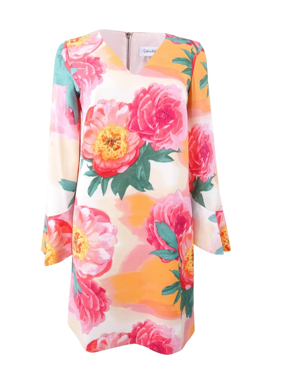 calvin klein pink bell sleeve dress