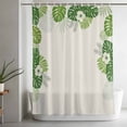 thumbnail image 5 of Palm Leaves Shower Curtain Set, Waterproof Shower Curtains for Bathroom, Farmhouse Summer Tropical Leaf Flowers Washable Fabric Cloth Bath Curtain for Bathtub Decoration with Hooks 48x72 Inches, 5 of 9