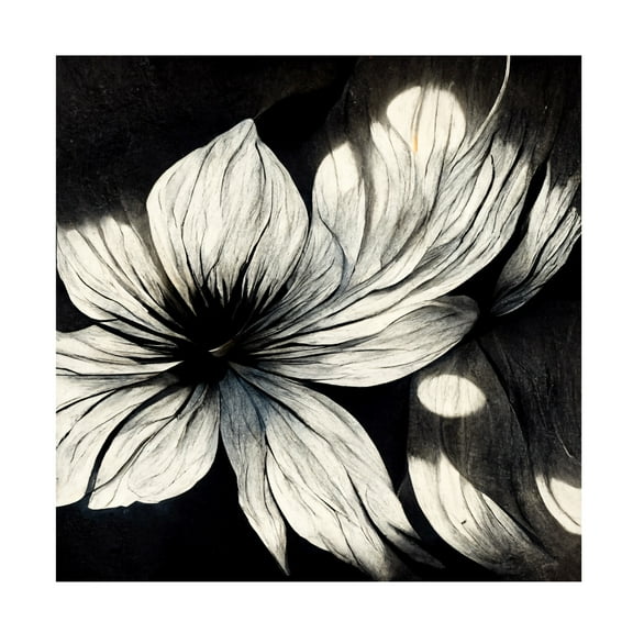 Canvas Wall Art - Ray Heere 'Flowers Black White 1' Wall Art for Living Room, Bedroom, or Office Décor by Trademark Fine Art - 14 x 14 Inches