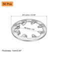 thumbnail image 2 of Uxcell 50Pcs Internal Tooth Star Lock Washers, 1/4-Inch Stainless Steel Internal Serrated Lock Washer, Silver Tone, 2 of 5