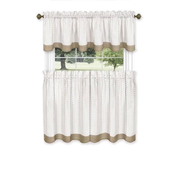 Achim Westport Window Curtain Tier Pair and Valance Set - 58x36 - Taupe