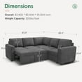 thumbnail image 2 of HONBAY 83.4” Modular Corduroy Sectional Sleeper Sofa, L-Shaped with Pull-Out Bed and Storage Ottomans for Living Room, Grey, 2 of 8