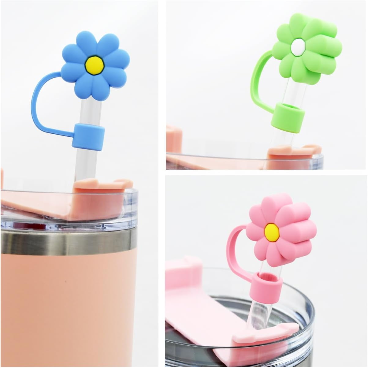 Flowers Straw Covers Compatible With Stanley Tumbler Cups 20-40 oz, 10mm Straw  Cover Caps, Tops Tips (5PCs)