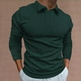 thumbnail image 2 of QATAINLAV Men's Muscle Polos Shirts Solid Casual Ribbed Knit Long Sleeve T-Shirts Slim Fit Button Lapel Golf Shirt Outdoor Sport Tops Green XXL Lighten Sales of The Day, 2 of 6