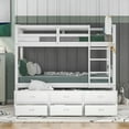 thumbnail image 2 of Twin over Twin Wood Bunk Bed with Trundle and Drawers,White, 2 of 13