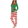 thumbnail image 2 of Renewold Breathable Pjs for Women Long Set 2 Pieces Softness Scoop Neck Pajama Indoor Size XS Christmas Elf Snug-Fit Sleepwear Athletic Clothing for Vacation Home Life, 2 of 4