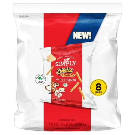Cheetos Simply Crunchy Cheese Flavored Snacks White Cheddar 1 Oz 8 Count