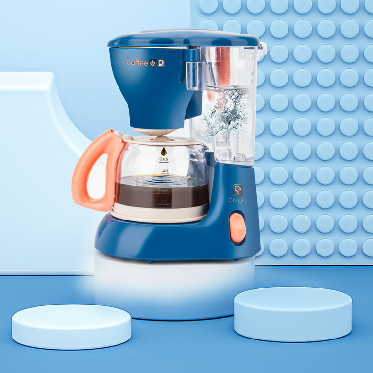 Constructive Playthings My Coffee Machine 4-Piece Kitchen Appliance Toys  for Kids 3-5, Blue, Unisex 