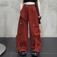 thumbnail image 2 of TZEWGL Spring Summer Solid Cool Street Style Hip Hop Pants With Pocket For Kids Active High Waisted Drawstring Loose Fit Pants For Girls size 5-6T, 2 of 6