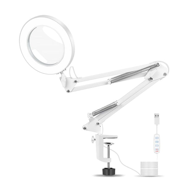 Lámpara De Escritorio Con Lupa Led, Lupa 5X Con Luz, 3 Modos, Brazo Giratorio Ajustable Para Trabajo Cercano, Hobby, Reparación De Manualidades De Lectura Scienceny HA020602-00