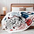 Red Firework Recipes Patriotic Flamingo Fireworks Throw Blanket, Red White Blue Star 4th of ...
