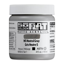 Golden SoFlat Matte Acrylic Paint - N5 Neutral Gray, 118 ml, Jar