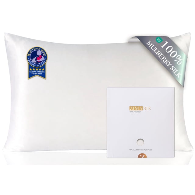 Funda de almohada ZIMASILK King de seda de morera 100% 600 hilos, blanca