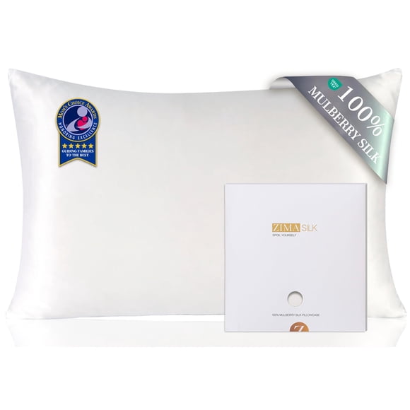 Funda de almohada ZIMASILK King de seda de morera 100% 600 hilos, blanca