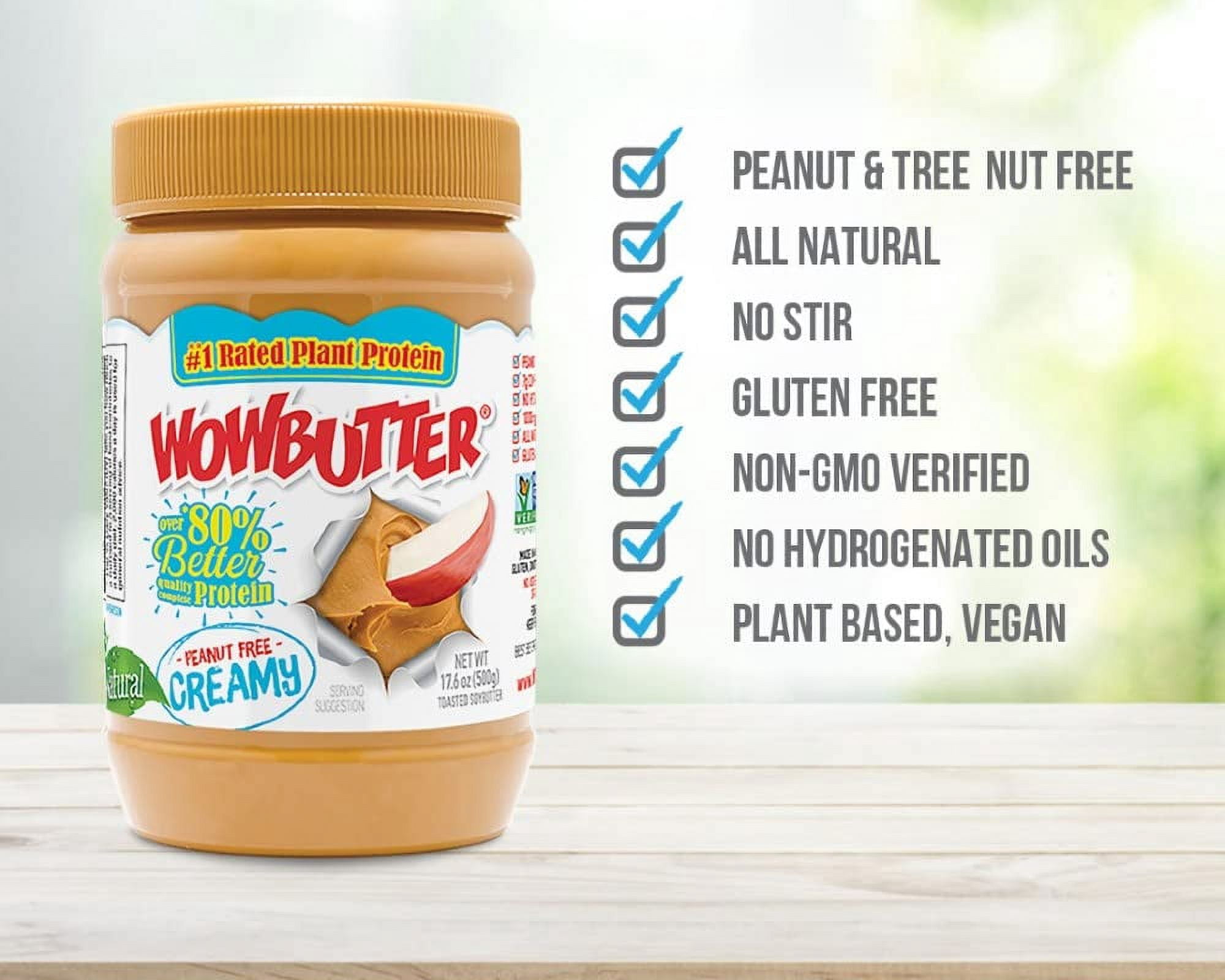 Wowbutter Peanut Free Creamy Toasted Soybutter 17.6 oz Jar