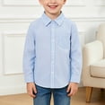 thumbnail image 2 of WUANDIXFA Boys Dress Shirt for Formal Casual Long Sleeve Solid School Shirts Button Down Shirts Toddler Boys Button Down Shirt,Sky Blue,11-12 Years, 2 of 5