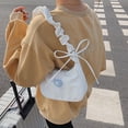 thumbnail image 3 of Women Canvas Pleated Armpit Bag Heart Pattern Printed Zipper Small Casual, 3 of 10