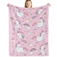 thumbnail image 4 of Unicorn Blanket Unicorns Gifts for Girls, Unicorn Throw Blankets Flannel Soft Warm Plush Blanket for Girls Kids Women for All Season Bed Couch Living Room Decor Pink(40"x50"), 4 of 7