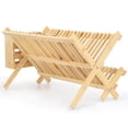 thumbnail image 3 of Elama 2-Tier Collapsible Kitchen Bamboo Drying Dish Rack with Utensil Holder, 3 of 4