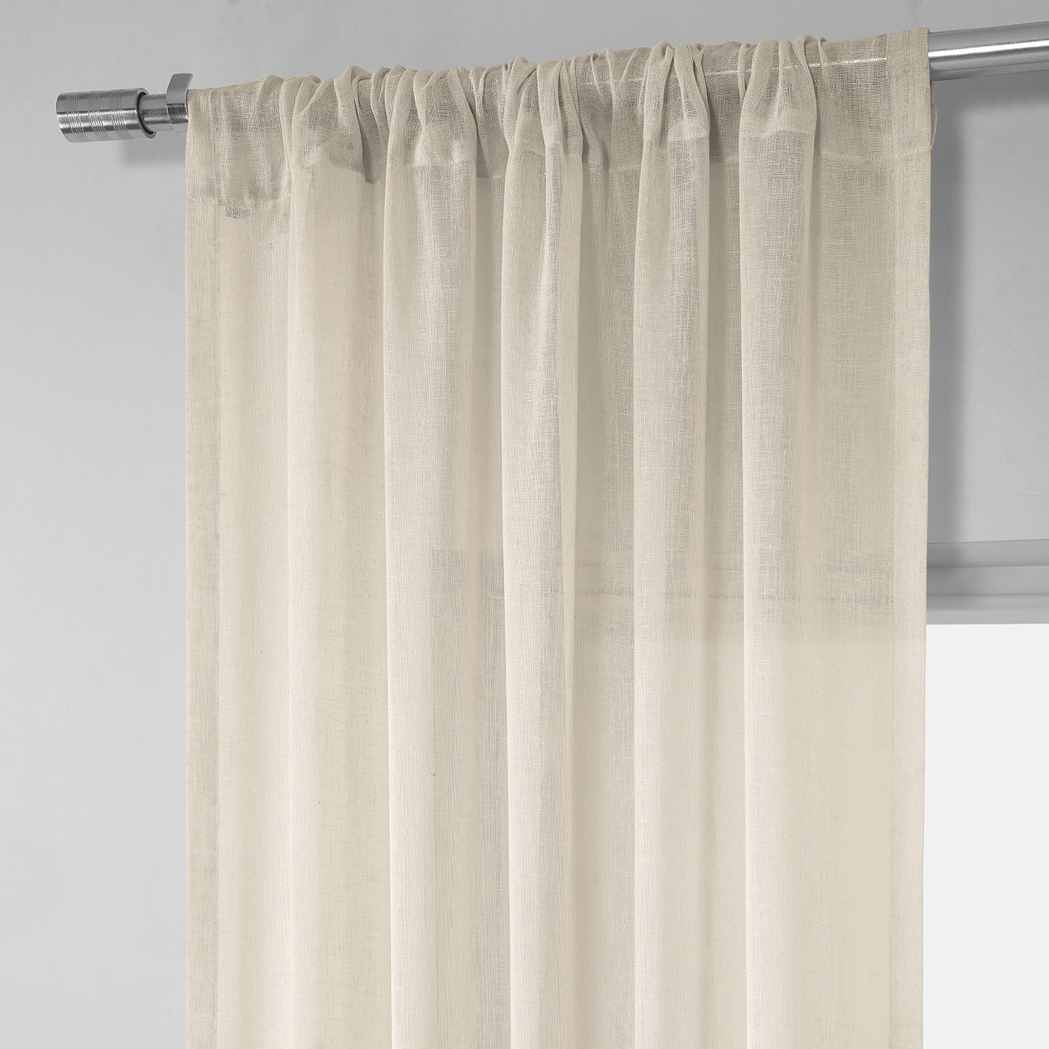 Cotton Seed Solid Faux Linen Sheer Curtain (1 Panel), Cotton Seed, 50W X 120L