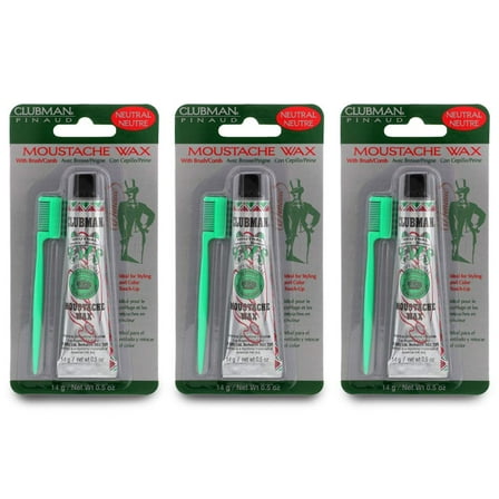 Clubman Moustache Wax Hang Pack, Neutral Color 0.5 oz x 3 packs