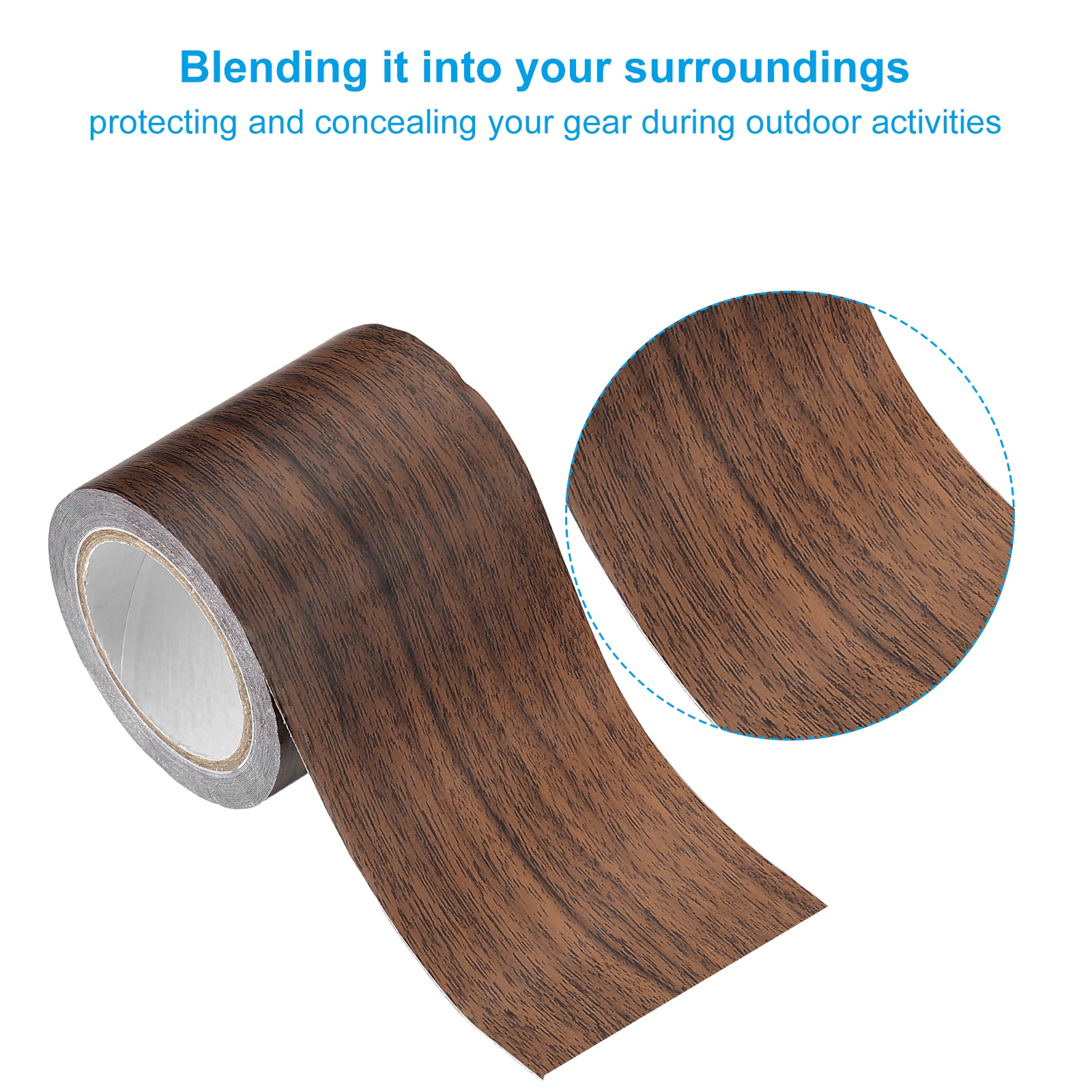 Uxcell Wood Grain Repair Tape 2.2" x 14.99' Self Adhesive Realistic Textured Repair Tape Patch with Scraper Dark Brown Oak