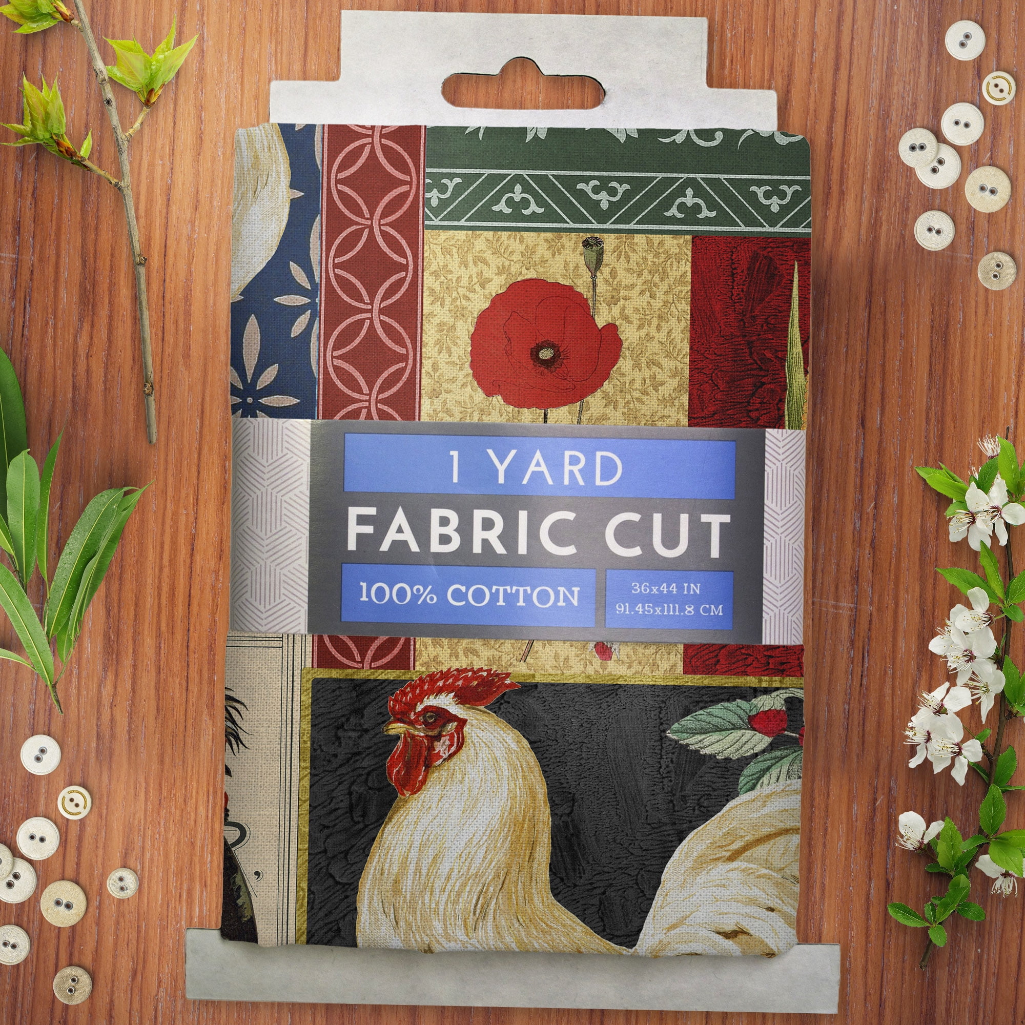 1 Yard 100% Cotton Country Lane, Multi-color, 44" Wide for Quilting & Sewing by David Textiles
