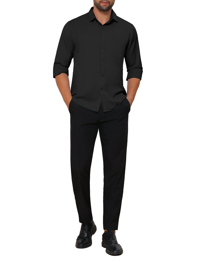 long point collar dress shirt Pale Blue Weekend Fit Shirt with Long Point Collar and Single Button Cuffs