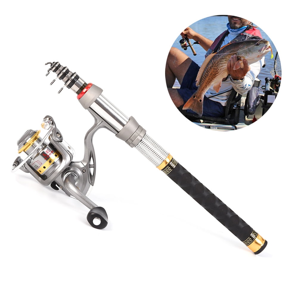 Lixada Carbon Fiber Telescopic Fishing Rod and Reel Combo Full Kit Spinning 
