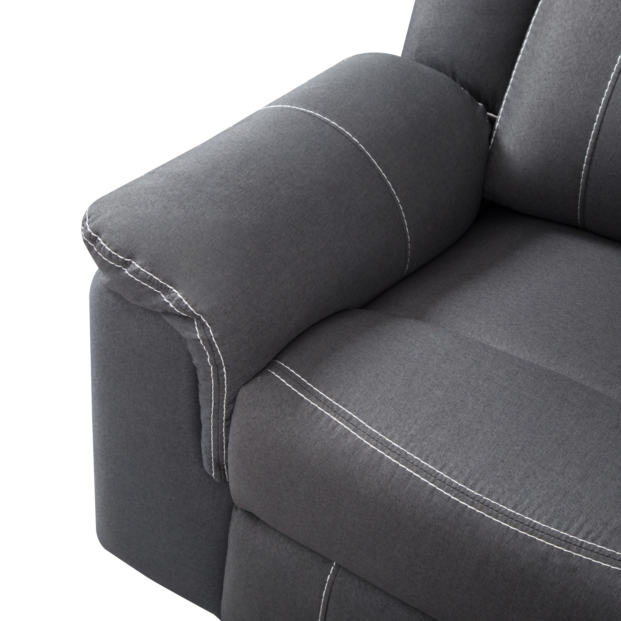 Gewnee 149" Manual Reclining Sectional Sofa with 2 Recliners,Storage Box& Cup Holders for Living Rooms.Gray