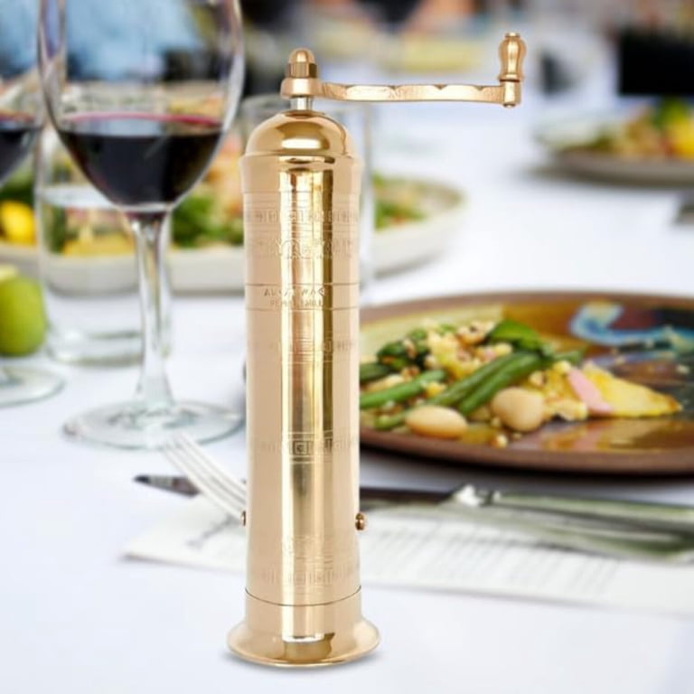 Alexander Handcrafted Brass Pepper & Salt Mill Set - 8" & 9", Adjustable, Made In Greece