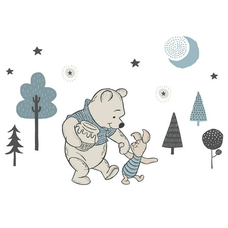 UPC: 0084122780484 | Disney Baby Forever Pooh Blue/Beige Bear Wall Decals by Lambs & Ivy