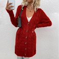 thumbnail image 4 of Jinda Women's Long Sleeve Cardigan Sweater Long Outerwear Knit Winter Soft Fall Fashion Warm Deep V Neck Button Vermillion Medium, 4 of 4