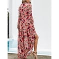 thumbnail image 4 of Liacowi Women Boho Dresses Long Dress Long Sleeve V Neck Flower Print Loose Dress Swing Dress, 4 of 5