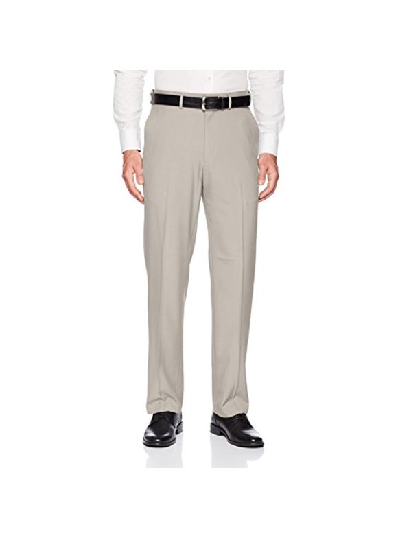 Haggar Uomo Pantaloni Classici Comfort Fit - Grigio, Vita 36, Lunghezza 32, Vestibilità Classica, Cintura Espandibile